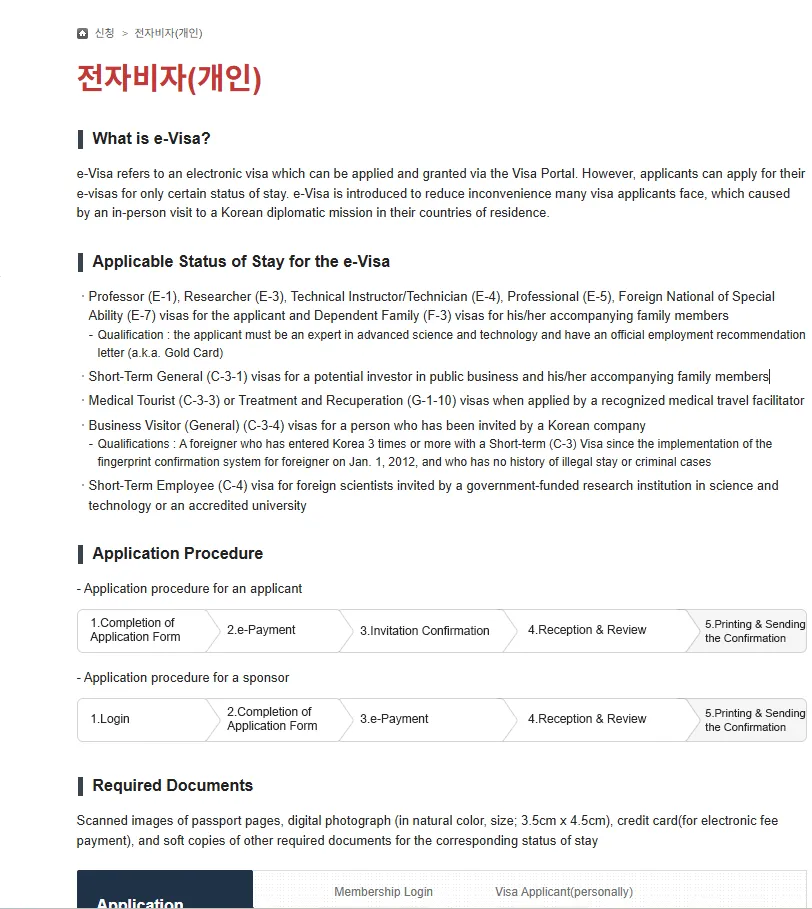 The Visa Portal’s e-Visa page, explaining what an e-Visa is and which statuses can use it