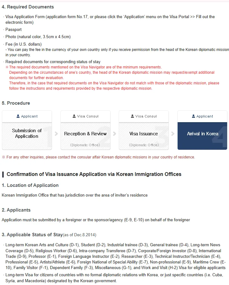 The required documents for a mission application, with the note that the listed requirements are minimums and the mission’s own instructions govern